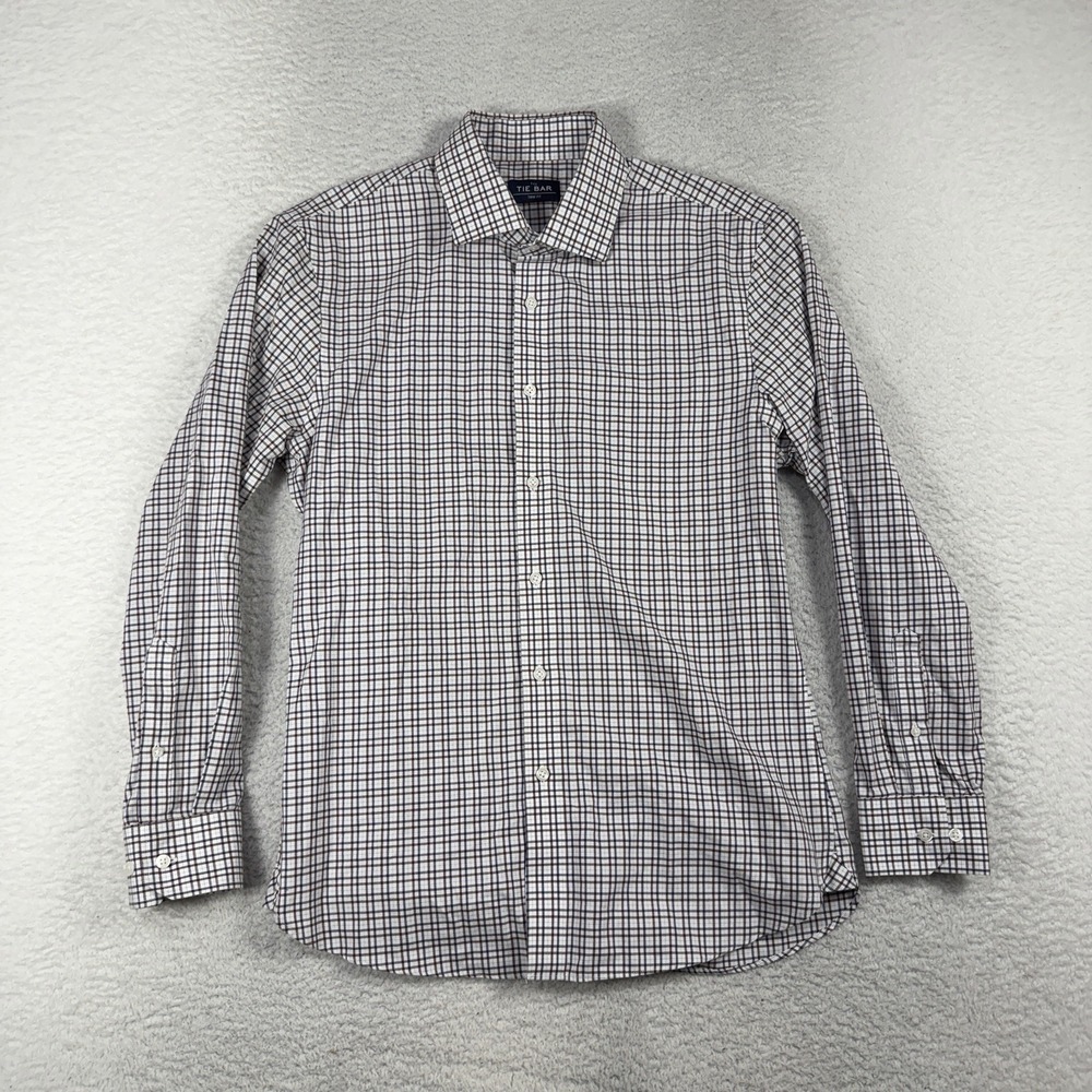 The Tie Bar Dress Shirt Men’s 15.5 32/33 Multi Plaid Trim Fit Long Sleeve